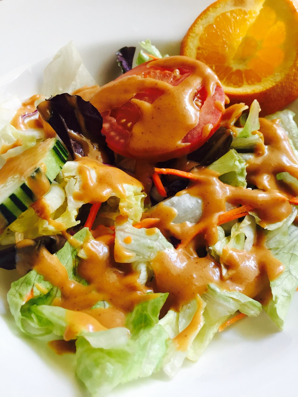 Salad with peanut dressing